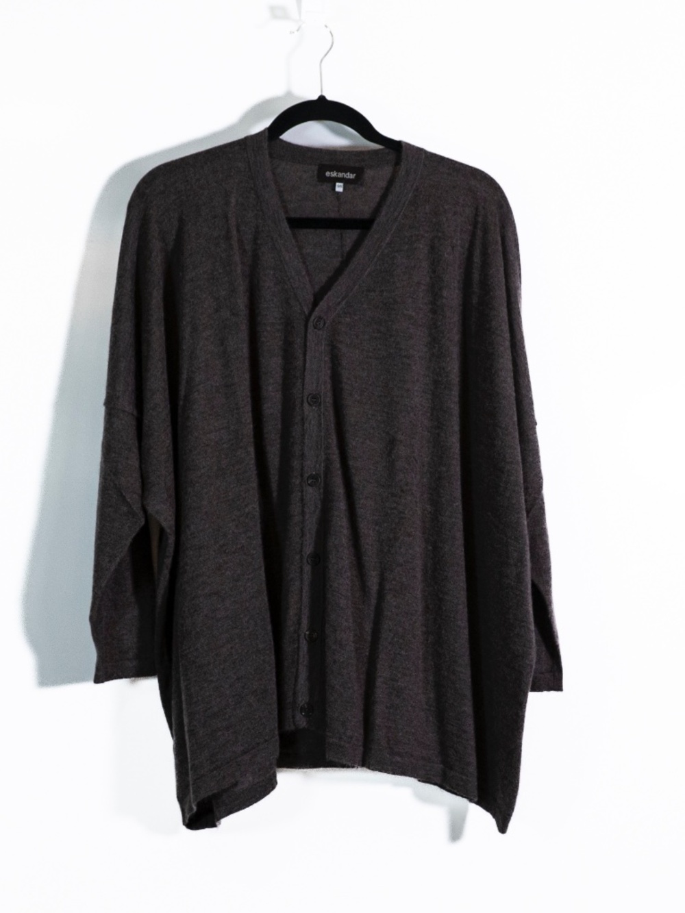 Eskandar Women's 100% Cashmere Knit Button Front Cardigan Sweater Brown OS